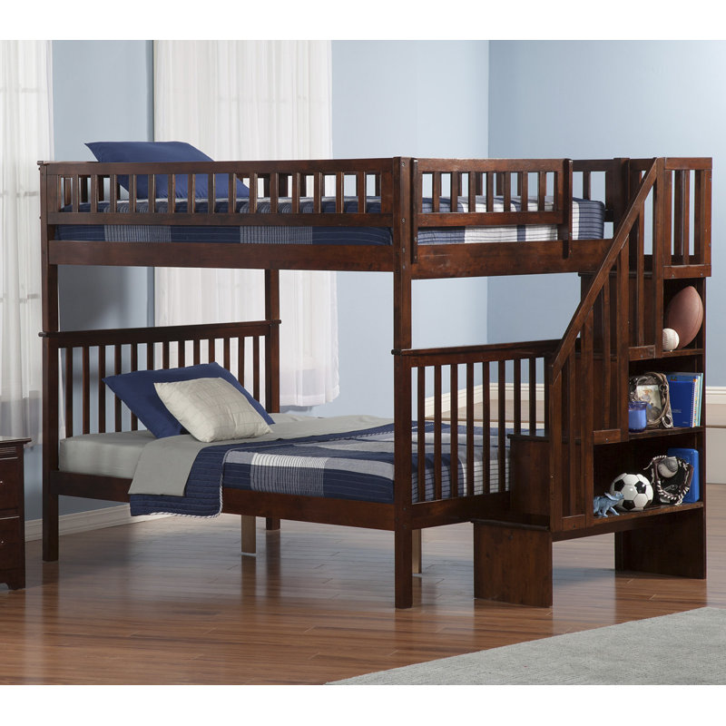 Viv + Rae Shyann Staircase Full Over Full Bunk Bed with Shelves